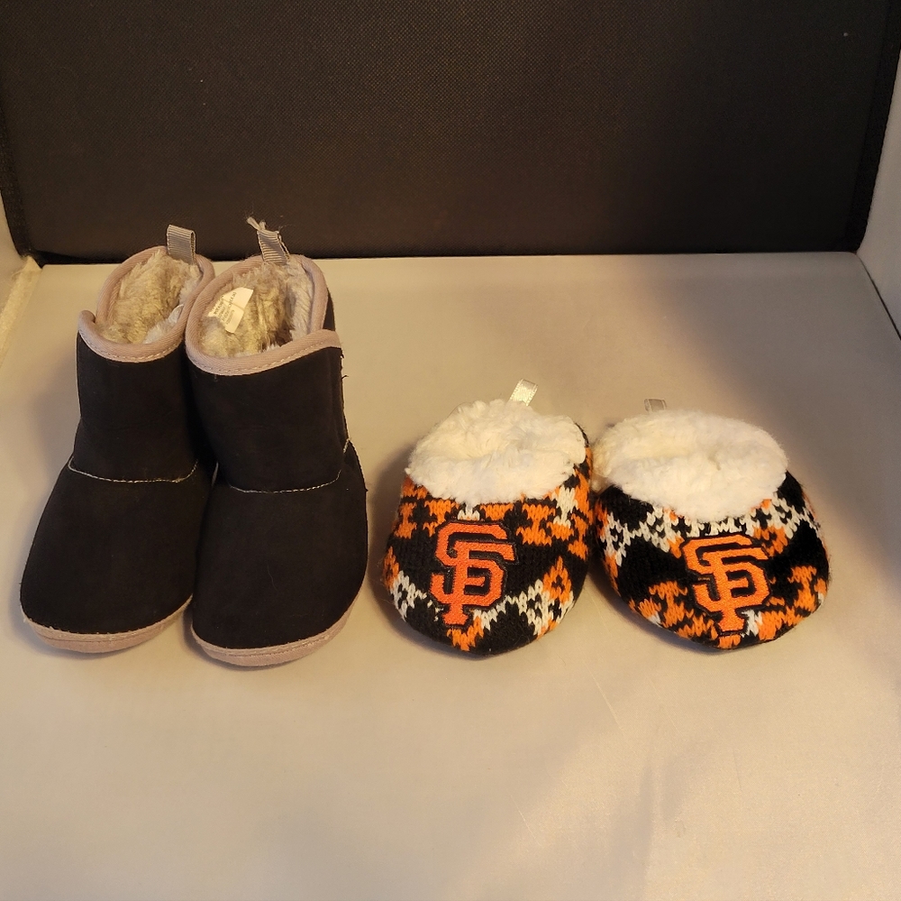 Bundle Kids Black and Giants Slipper/Boots Shoes-Look at Pics for Size